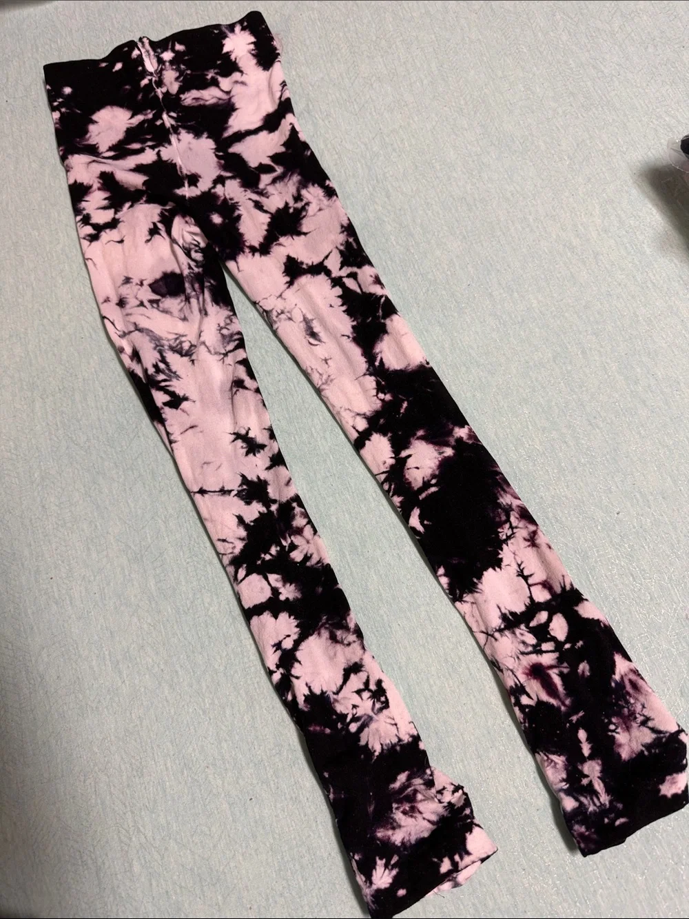 Cream and black pattern tie-dye footless tights NWOT